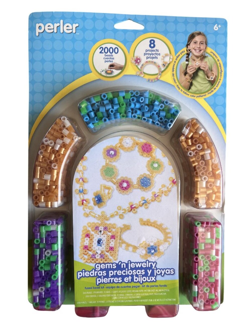 Perler Gems N Jewelry Fused Bead Kit With 2000 Beads & Accessories For Ages 6+
